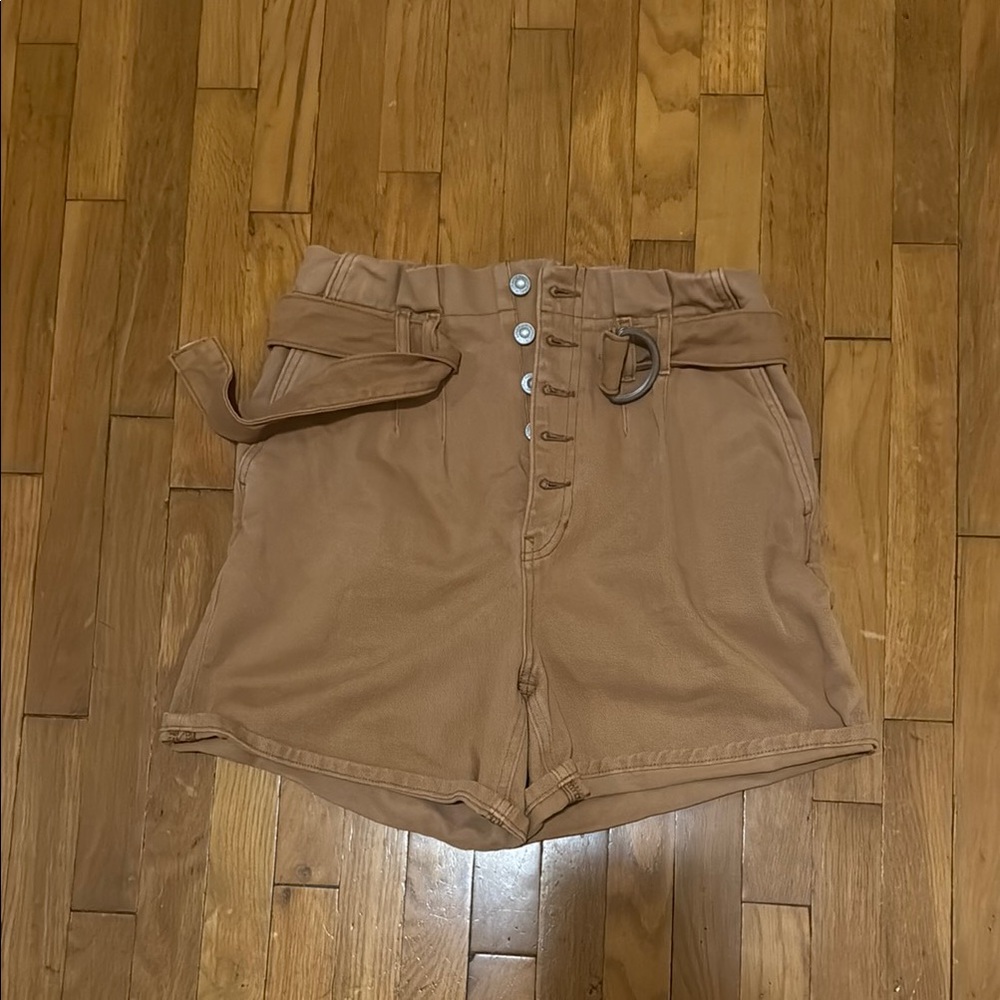 Free People Women's Tan Belted Shorts